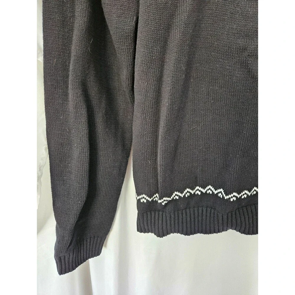 Chaps Sweater Boys XL 18/20 Black‎ Mock Neck Fair Isle Sherpa Collar